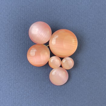 Accent Brooch Pendant Pink Cat's Eye Gold-Tone Metal 33x43mm+