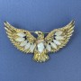 Brooch Pendant Eagle with Cat's Eye and Yellow Crystal Gold-Tone Metal 44x73mm+