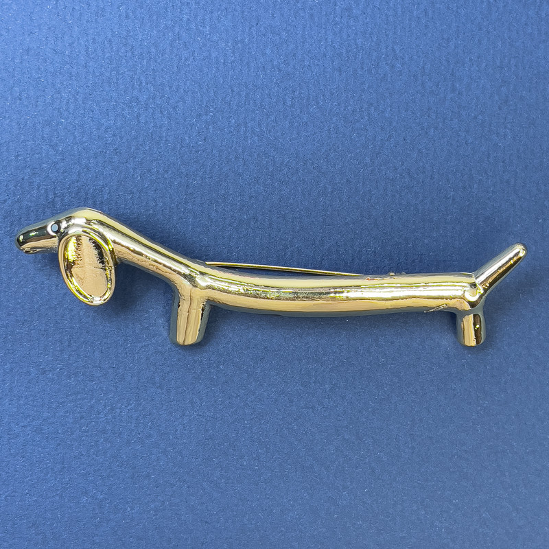 Brooch Dachshund Gold-Tone Metal 21x85mm+