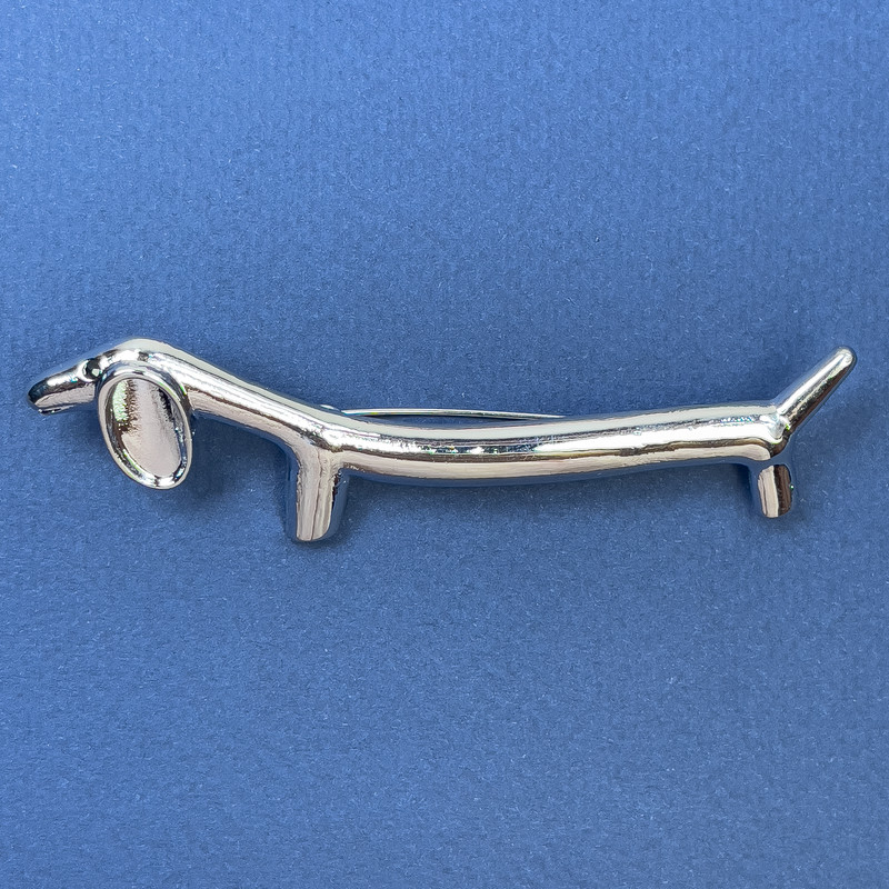 Dachshund Brooch, Silver-Tone Metal, 21x85mm+
