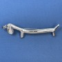 Dachshund Brooch, Silver-Tone Metal, 21x85mm+
