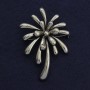 Chrysanthemum Flower Brooch, Silver-tone Metal 55x81mm+