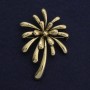 Chrysanthemum Flower Brooch, Gold-tone Metal 55x81mm+