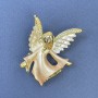 Angel Brooch White and Yellow Rhinestones Beige and White Colour Gold-Tone Metal 31x43mm+