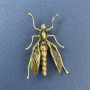 Insect Brooch, brown colour, gold-tone metal, diameter 39mm+/-, length 42mm+
