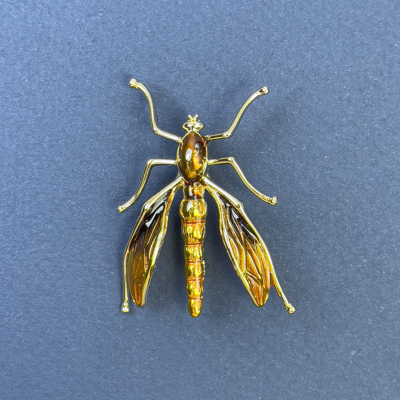 Insect Brooch, Golden-Yellow Metal Colour, Diameter 39mm+-, Length 42mm+
