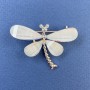 Brooch Dragonfly White Rhinestones Pale Pink Gold-Tone Metal, Diameter 40mm+/-, Length 30mm+