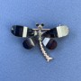 Brooch Dragonfly White and Grey Rhinestones Black Colour Gold-Tone Metal, Diameter 40mm+-, Length 30mm+