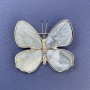 Butterfly Brooch, Rainbow Rhinestones, Grey Mother-of-Pearl, Silver-tone Metal, diameter 44mm+/-, length 38mm+