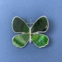 Butterfly Brooch, Rainbow Rhinestones, Green Mother-of-Pearl, Silver-tone Metal, diameter 44mm+/-, length 38mm+