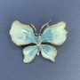 Butterfly Brooch with Rhinestones, Blue Enamel, Silver-Tone Metal, Diameter 44mm+-, Length 33mm+