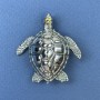 Turtle Brooch Pendant with Rhinestones, Silver-Tone Metal, Diameter 44mm+/-, Length 47mm+
