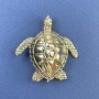 Brooch Pendant Turtle with Iridescent Rhinestones Gold-Tone Metal, Diameter 44mm+-, Length 47mm+
