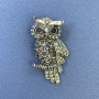 Owl Brooch Pendant, Black Grey Rhinestones, Grey Silver-tone Metal, Diameter 24mm+/-, Length 47mm+