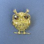 Owl Brooch Pendant Grey Crystals Gold-Tone Metal, diameter approx. 28mm, length 38mm+