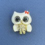 Owl Brooch Pendant White Rhinestones White and Black Enamel Gold-Tone Metal, diameter approx. 22mm, length 26mm+