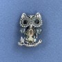 Owl Brooch Pendant with Grey and Black Crystals, Silver-Tone Metal, Diameter 18mm+-, Length 27mm+