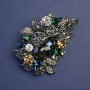 Brooch Accent Multicoloured Rhinestones 48x35mm+/- Silver-Tone Metal