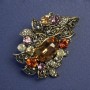 Brooch Accent Multicoloured Rhinestones 48x35mm+/- Gold-Tone Metal