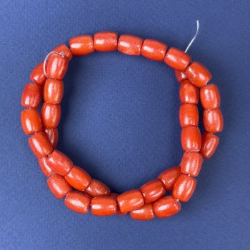 Beads Coral Orange Barrel, Diameter 10x8mm+/- on Fishing Line, Length 39cm+