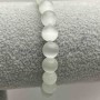 White Cat's Eye Bracelet, Smooth Round Beads, Diameter 8mm+-, Length 18cm (Stretch)
