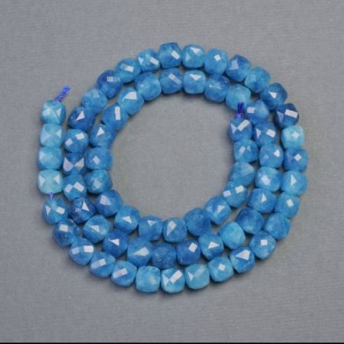 Apatite Natural Stone Beads, Faceted Cube, Diameter 5.5x5.5mm+-, Length 37cm+