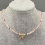 Rose Quartz Choker, Smooth Beads 4mm+-, Hematite Cube 3mm+-, with Heart Pendant 12mm+-, Length 36cm + Extension Chain