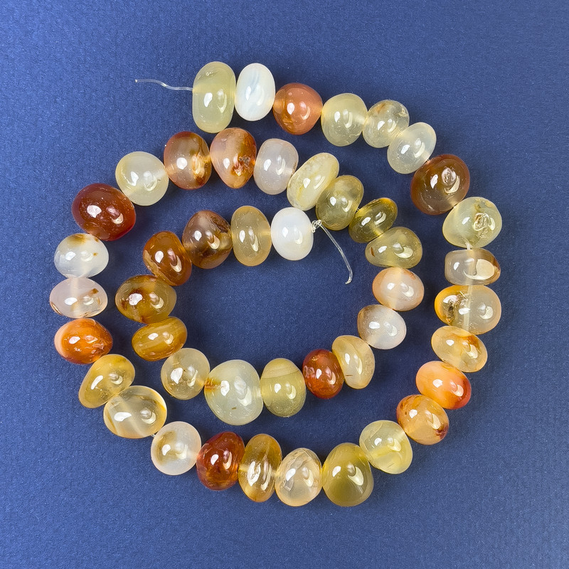 Carnelian Tumbled Beads 11x9mm+/- on Thread, 40cm+ Length