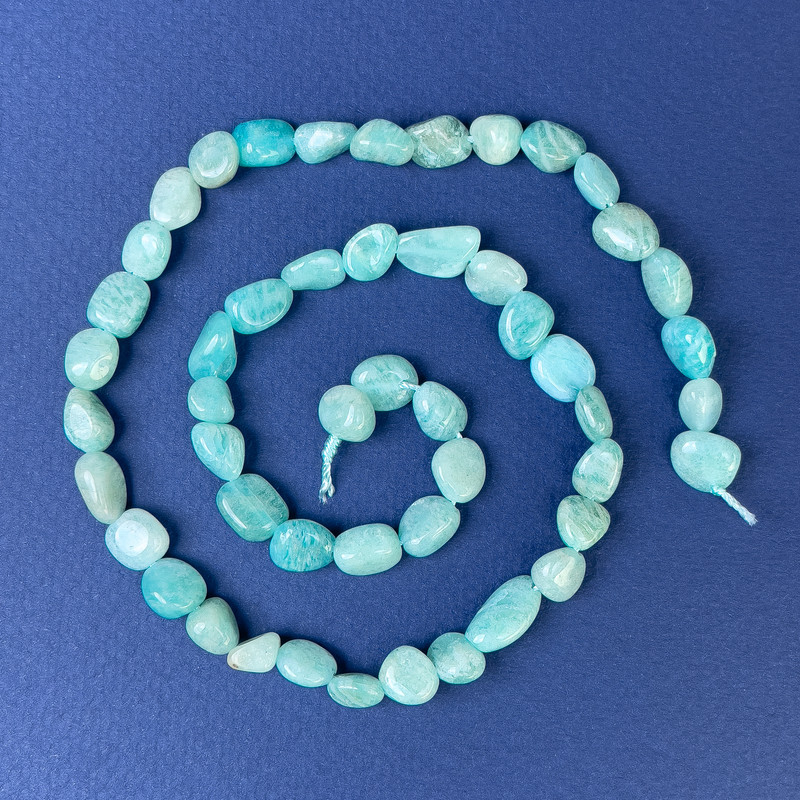 Amazonite Tumbled Beads 8x6mm+/- on Thread, 39cm+ Length