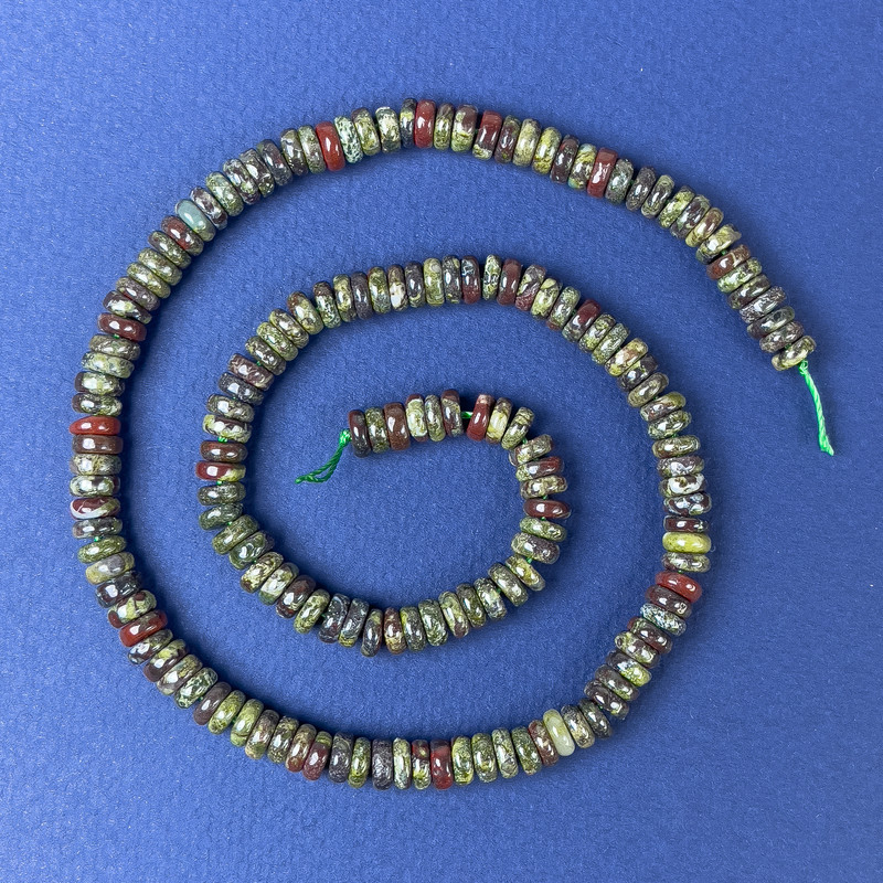 Natural Stone Beads Dragon Blood Jasper Rondelle 6x2mm+/-, on a thread, length 39cm+