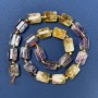 Citrine Amethyst Beads, faceted cylinder 14x10mm+/- with seed beads, diameter 4mm+/-, on a thread, length 39cm+