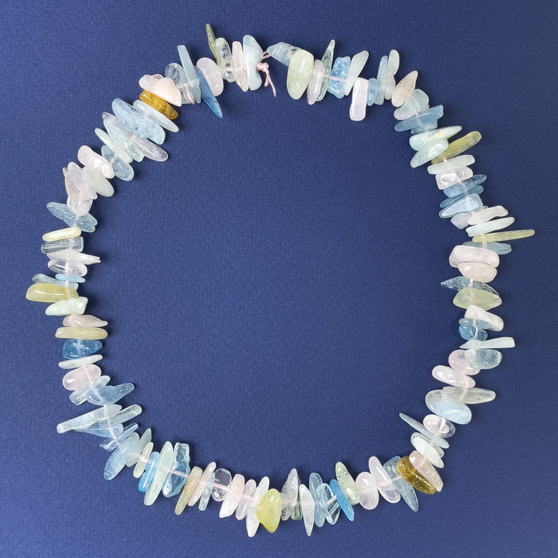 Morganite Needle Chip Beads 11-20x3-5mm+/- on Thread, 39cm+ Length