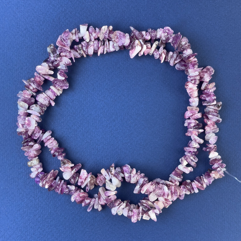 Tourmaline Chip Beads 8-4mm+/- on Nylon Thread, Length 80cm+