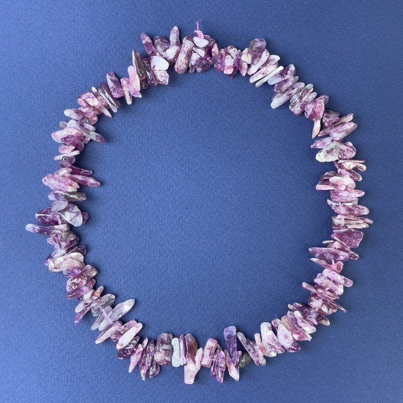 Tourmaline Needle Chip Beads 9-18x2-6mm+/- on Thread, Length 39cm+