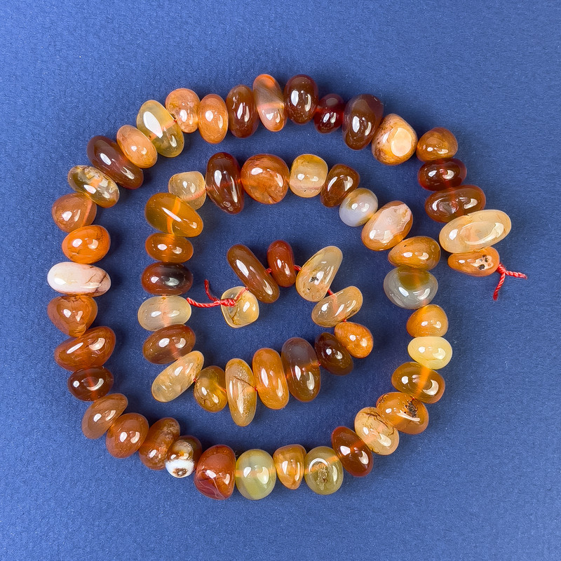 Carnelian Tumbled Beads 10x7mm+/- on Thread, Length 40cm+