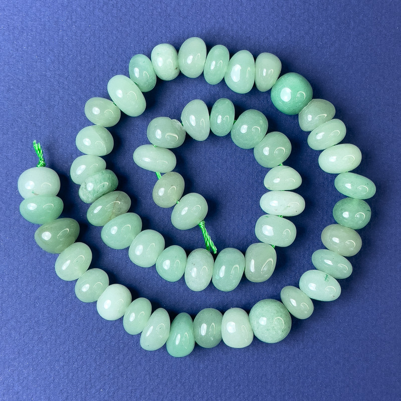 Jade Tumbled Beads 10x8mm+/- on Thread, Length 40cm+