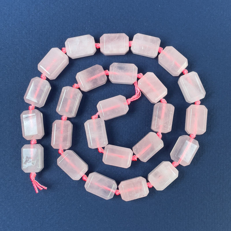 Rose Quartz Rectangle Beads 14x9mm+/- on Thread, Length 41cm+