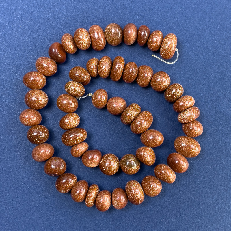 Aventurine Golden Sand Beads, tumbled 12x8mm+/-, on thread, length 40cm+