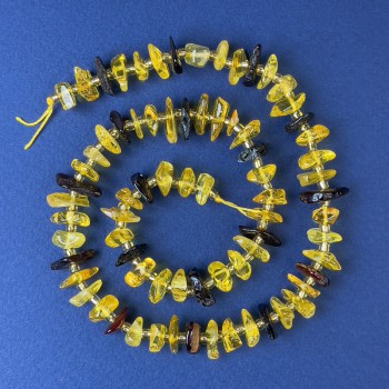 Amber Beads Chip 10-12×4mm+- with seed beads, diameter 3mm+- on thread, length 38cm+