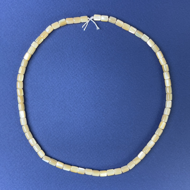 Beige Natural Mother-of-Pearl Beads, cylinder 6x5mm+/-, on a thread, length 40cm+
