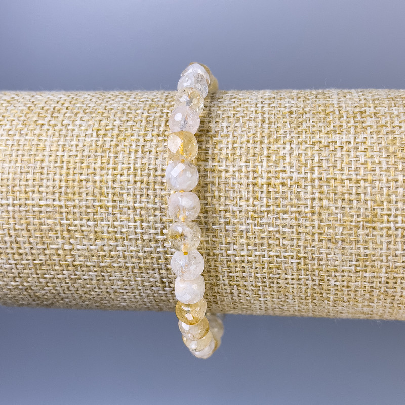 Citrine Faceted Cube Bracelet, diameter 6mm+/-, length 18cm+/- stretch