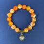 Agate Smooth Round Bead Bracelet with Metal Inserts, diameter 10mm+/-, length 18cm+/- stretch