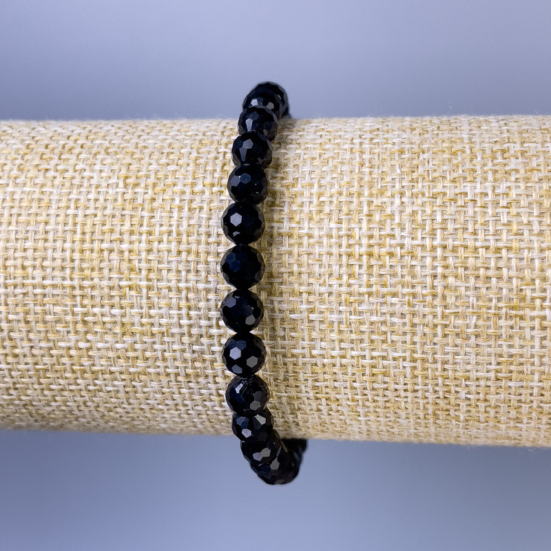 Tourmaline Bracelet, Faceted Round Beads, Diameter 6mm+/-, Length 18cm+/- Stretch