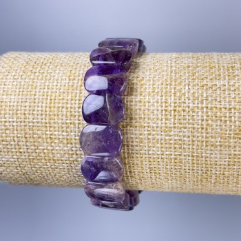 Amethyst link bracelet, 14x10mm diameter, length 18cm ± stretch