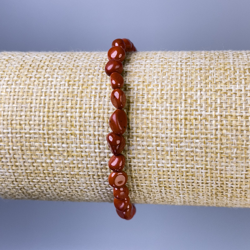 Red Jasper Tumbled Bracelet, diameter 6x4mm+-, length 18cm+- stretch