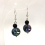 Earrings Haematite Coin 12x4mm+/- Agate Smooth Round Bead 6mm+/-, Length 38mm+