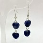 Sodalite Heart Earrings, 9mm+/-, Length 43mm+