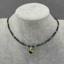 Choker Malachite Faceted Cube, Diameter 2mm+/- with Gold-Tone Metal Pendant, Length 36-40cm+/- with Clasp