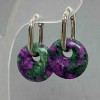 Zoisite Earrings, diameter 18mm+/-, length 31mm+/- silver-toned metal