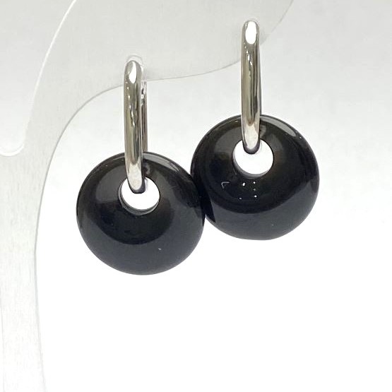 Agate Earrings, diameter 18mm+/-, length 31mm+